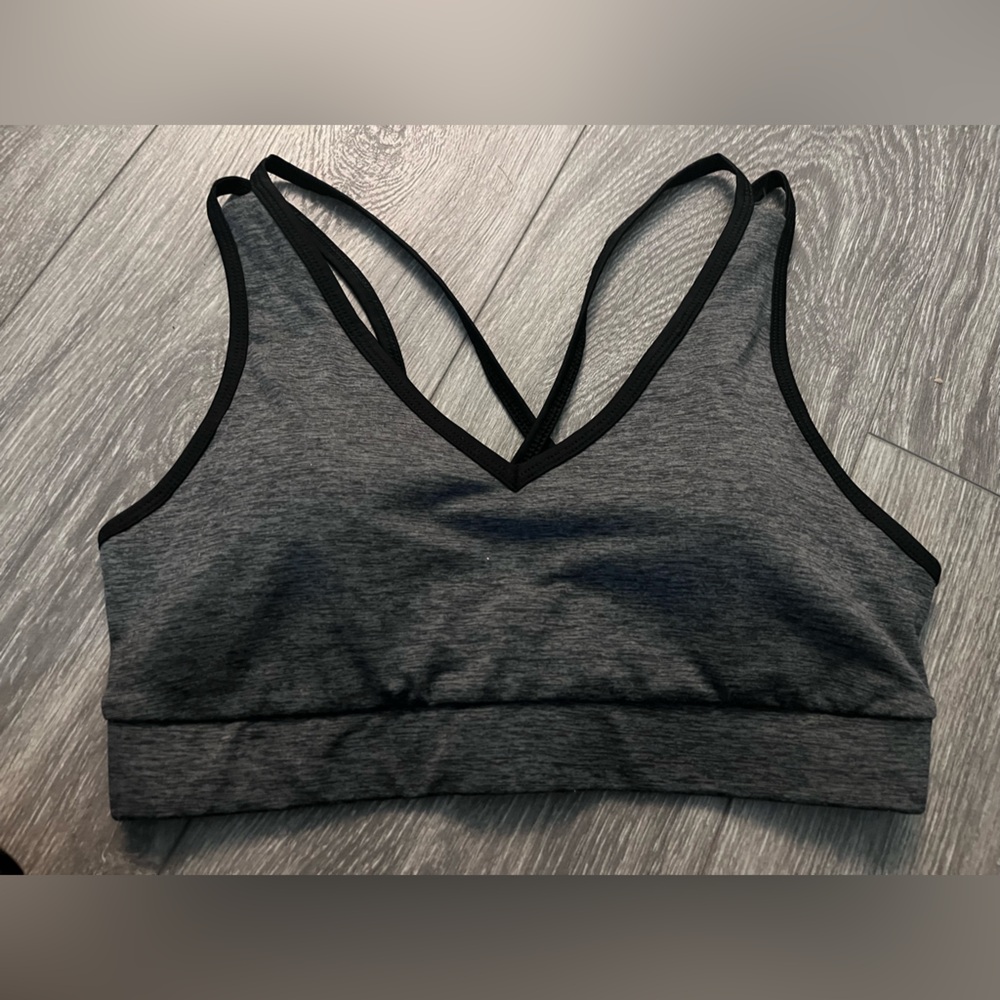 Avia Gray Sports Bra with Black Trim - Seamless V-Back